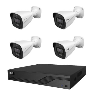 Комплект IP-відеонагляду на 4 камери TVT IP-Video Kit 4x4Mp (B) PoE: 4 циліндричні 4Mp відеокамери + 4-канальний 6Mp відеореєстратор (77-00328-6) 77-00328-6 фото