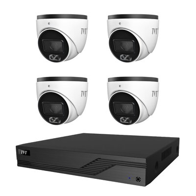 Комплект IP-відеонагляду на 4 камери TVT IP-Video Kit 4x4Mp (T) PoE: 4 купольні 4Mp відеокамери + 4-канальний 6Mp відеореєстратор (77-00328-5) 77-00328-5 фото