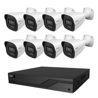 Комплект IP-відеонагляду на 8 камер TVT IP-Video Kit 8x4Mp (B) PoE: 8 циліндричних 4Mp відеокамер + 8-канальний 6Mp відеореєстратор (77-00328-3) 77-00328-3 фото