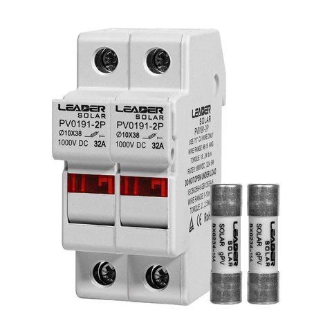 Комплект роз'єднувача та запобіжника 1000V Leader 32A PV0191-2P та 2 шт. 15A BX0234 для сонячних панелей (42-00219-42-00223) 42-00219-42-00223 фото