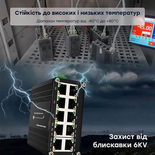 PoE-комутатор 10-портовий E-LINK LNK-IMC010GPB з 8 портами PoE (73-00155) 73-00155 фото