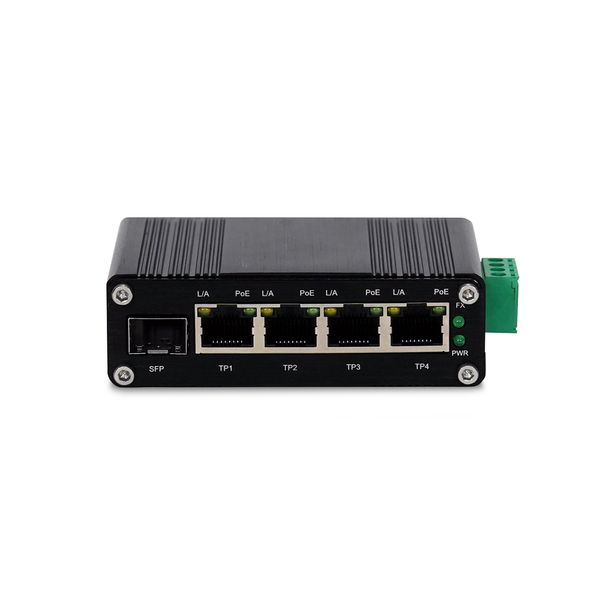 PoE-комутатор 5-портовий E-LINK LNK-IMC104GP-SFP IN 12-48V (73-00126) 73-00126 фото