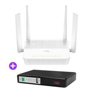 Комплект безперебійного зв&rsquo;язку: WiFi 6 Mesh-маршрутизатор Cudy WR3000H + Mini UPS SKE POE-432N 8800mAh 5V/9V/12V/15V/24V/PoE, Li-ion 4*2.2Ah (73-00544-42-00241) 73-00544-42-00241 фото