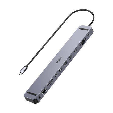 USB-C хаб 11-в-1 Choetech M20 HDMI 4K@30Hz, VGA, 3 USB-A 3.0, USB-C 3.0, RJ45, USB-C PD, SD-card, TF-card, 3.5mm audio (43-00154) 43-00154 фото