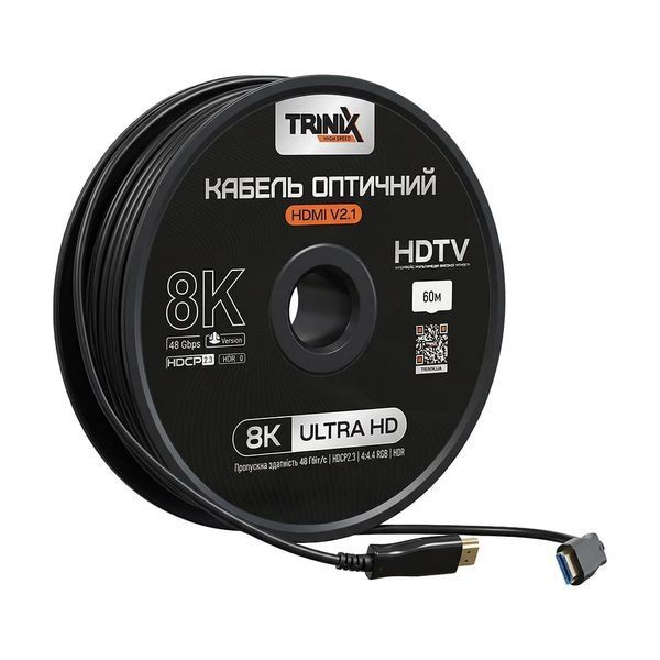 Кабель HDMI V2.1 оптичний 60м Trinix (AOC-HDMI8k-60m) (74-00148) 74-00148 фото