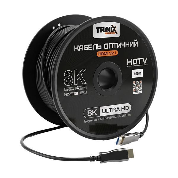 Кабель HDMI V2.1 оптичний Trinix 100м (AOC-HDMI8k-100m) (74-00144) 74-00144 фото