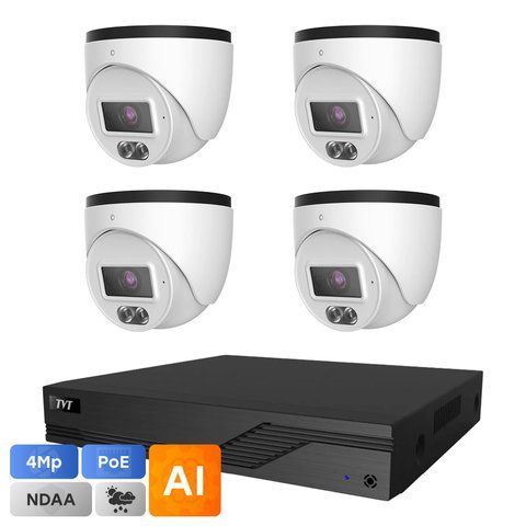 Комплект IP-відеонагляду на 4 камери TVT IP-Video Kit 4x4Mp (T) PoE: 4 купольні 4Mp відеокамери + 4-канальний 6Mp відеореєстратор (77-00327-77-00323) 77-00327-77-00323 фото