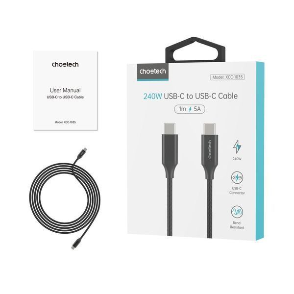 Кабель Choetech XCC-1035 Black USB-C to USB-C PD3.1 240W 1m (43-00178) 43-00178 фото