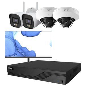 Комплект IP-відеонагляду на 4 камери з монітором TVT IP-Video Kit 4x5Mp (D/B) WiFi Monitor: 2 циліндричні 5Mp WiFi відеокамери + 2 купольні 5Mp WiFi відеокамери + 4-канальний 8Mp відеореєстратор + FullHD монітор (77-00327-77-00472-2) 77-00327-77-00472-2 фото