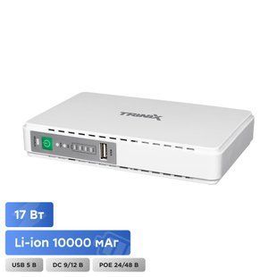 Джерело безперебійного живлення DC UPS Trinix TRX-MUPS-1748 PoE (10000mAh) 5V/9V/12V/24V/48V/PoE 1Gbps, Li-ion 4*2.5Ah, для роутера і медіаконвертера (42-00147) 42-00147 фото