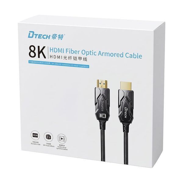 Кабель оптичний армований HDMI 2.1 50m Dtech DT-HF8050BK (74-00154) 74-00154 фото