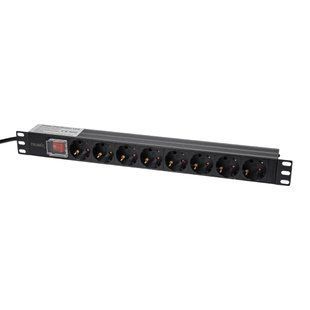Блок розеток Trinix TRX-PDU/8M-16А Black для комутаційної шафи 19" на 8 розеток, з вимикачем (25-00110) 25-00110 фото