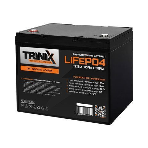 Акумуляторна батарея літій-залізо-фосфатна 12.8В 70А*год Trinix 12V70Ah LiFePO4 (44-00007) 44-00007 фото