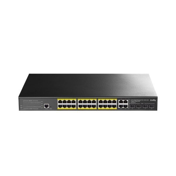 PoE-комутатор 29-портовий керований L2 Cudy GS2028PS4-300W гігабітний з 24 портами PoE, 300W (73-00540) 73-00540 фото