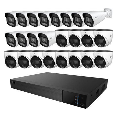 Комплект IP-відеонагляду на 24 камери TVT IP-Video Kit 24x6Mp (T/B): 12 купольних 6Mp відеокамер + 12 циліндричних 6Mp відеокамер + 32-канальний 12Mp відеореєстратор (77-00407-77-00361-2) 77-00407-77-00361-2 фото