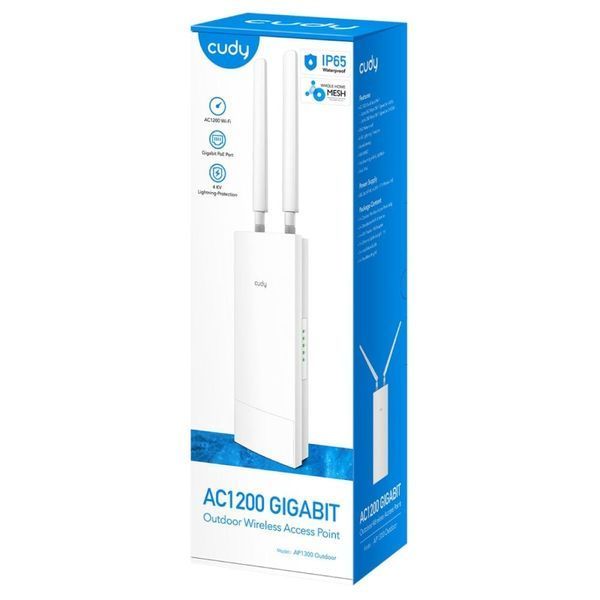 Точка доступу зовнішня WiFi 5 Cudy AP1300 OUTDOOR з підтримкою Mesh дводіапазонна гігабітна (73-00526) 73-00526 фото