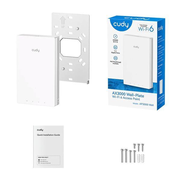 Точка доступу настінна WiFi 6 Cudy AP3000 Wall з підтримкою Mesh дводіапазонна гігабітна AX3000 (73-00583) 73-00583 фото