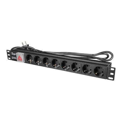 Блок розеток E-NET PDU/8M-16А Black на 8 розеток Schuko, з вимикачем (25-00065) 25-00065 фото