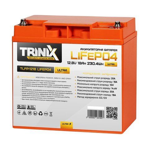 Акумуляторна батарея літій-залізо-фосфатна 12.8В 18А*год Trinix TLFP-1218 Ultra LiFePO4 (Orange) (44-00092) 44-00092 фото