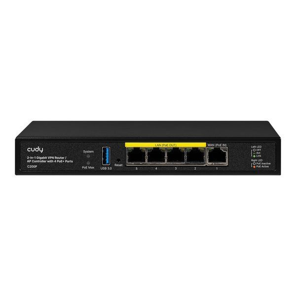 Контролер точок доступу AP / гігабітний VPN-маршрутизатор Cudy C200P з 4 портами PoE+ (73-00668) 73-00668 фото