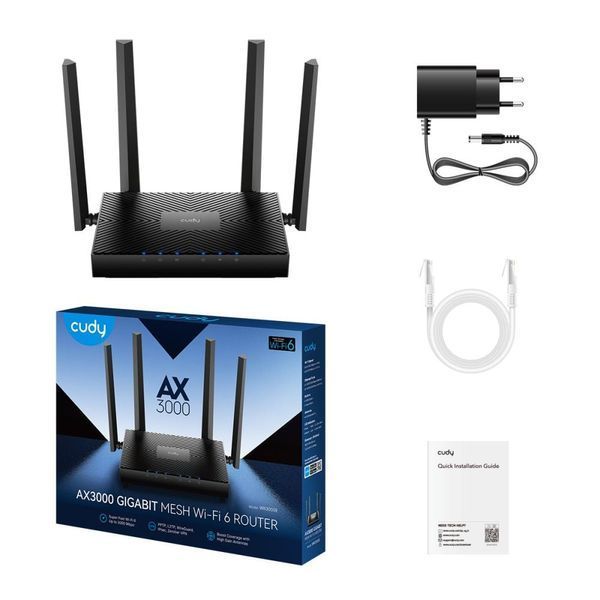 WiFi 6 Mesh-маршрутизатор Cudy WR3000E V2 дводіапазонний гігабітний AX3000 (73-00677) 73-00677 фото