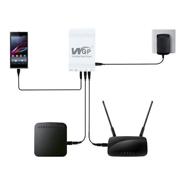 Джерело безперебійного живлення з блоком живлення Mini UPS WGP UPS103C Quick Charge 20000mAh 5V/12V/12V, Li-ion 4*5Ah, для роутера та оптичного терміналу. Блок живлення 12/3А (36W) (42-00317) 42-00317 фото