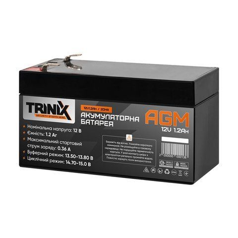 Акумуляторна батарея 12В 1.2Аг Trinix 12V1.2Ah/20Hr AGM свинцево-кислотна (44-00031) 44-00031 фото