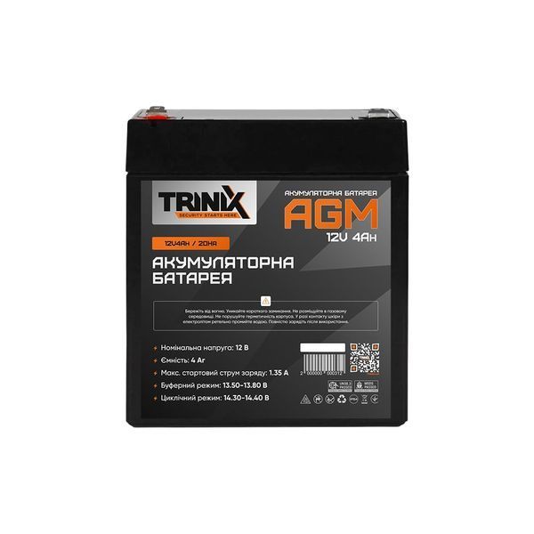 Trinix 12V4Ah/20Hr AGM Акумуляторна батарея 12В 4Аг свинцево-кислотна (44-00040) 44-00040 фото