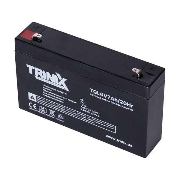 Акумуляторна батарея гелева 6В 7Аг Trinix TGL6V7Ah/20Hr GEL (44-00072) 44-00072 фото