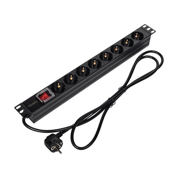 Блок розеток Trinix TRX-PDU/8M-16А Black для комутаційної шафи 19" на 8 розеток, з вимикачем (25-00110) 25-00110 фото