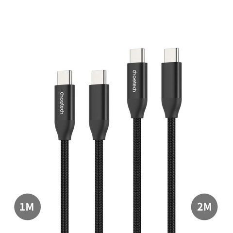 Кабель Choetech ХСС-1060 Black USB-C to USB-C PD3.1 240W 1m+2m, набір з 2 шт. (43-00175) 43-00175 фото