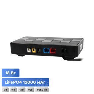 Джерело безперебійного живлення DC UPS Kraft KRF-MUPS-1812 5V/9V/12V/24V/PoE, LiFePO4 2*6Ah, для роутера і медіаконвертера (42-00109) 42-00109 фото